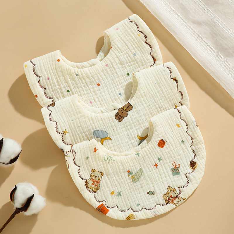 Baby Bib Set - 6-Layer Cotton Anti-Spill Round Bibs