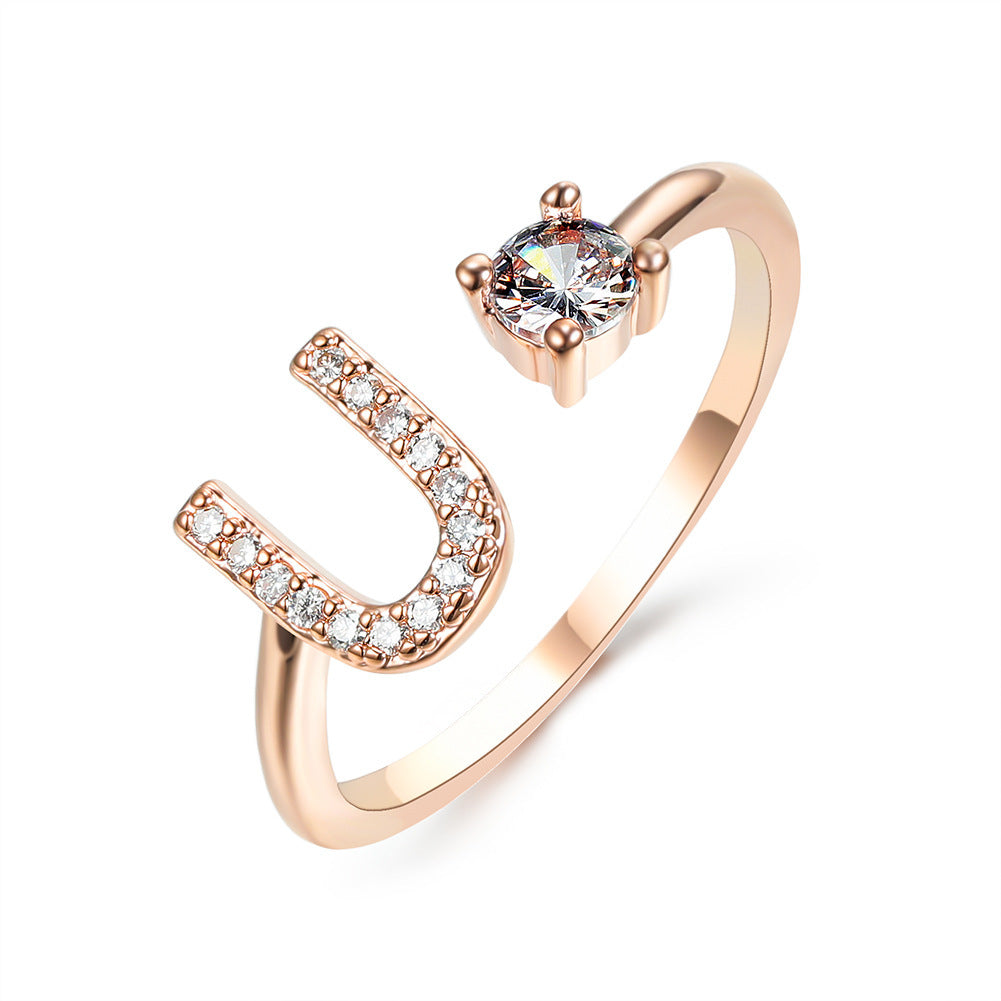Adjustable Initial Letter Ring - Personalized Alphabet Jewelry