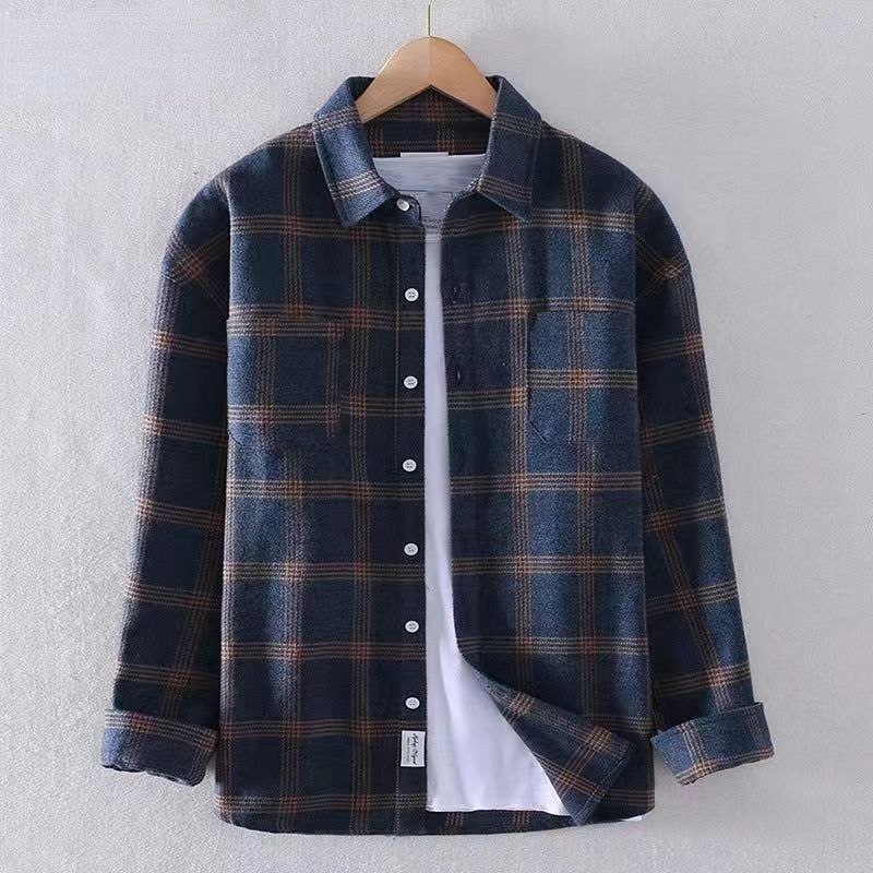 Men's Casual Plaid Long Sleeve Shirt - Classic Button-Down Style