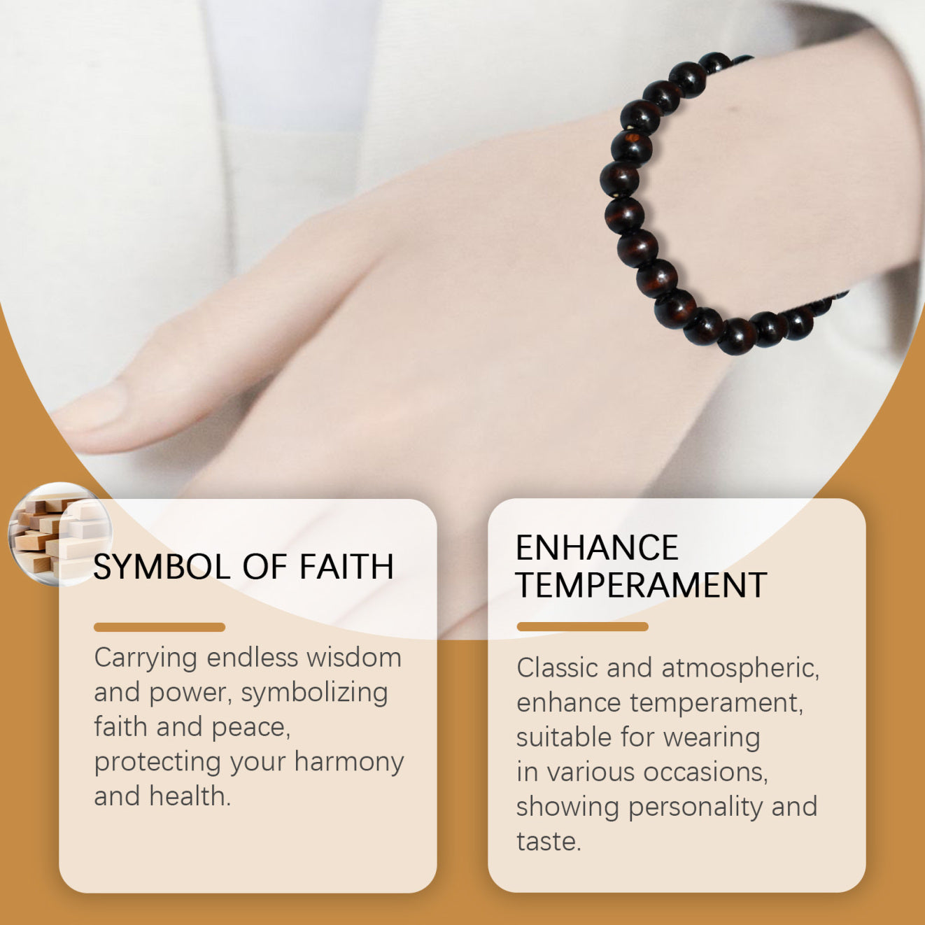 Wooden Bead Bracelet - Coffee Color Simple Fashion Design