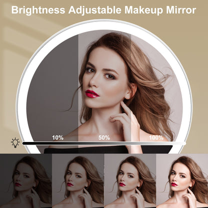 1Pc 7.48In 5X Magnifying Lighted Makeup Mirror Dimmable Magnification Mirror With Lights Lighted Vanity Mirror With 3 Light Colors - DropOnline.co
