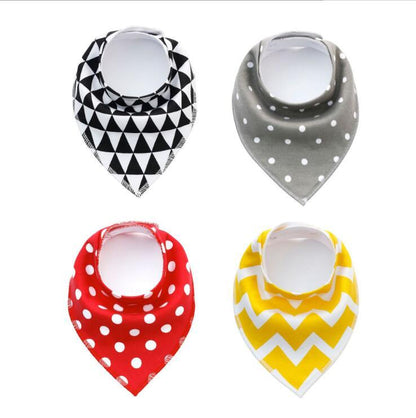 Baby Bandana Bibs 4-Pack - Cotton Triangle Drool Bibs with Arrow & Wave Prints - DropOnline.co