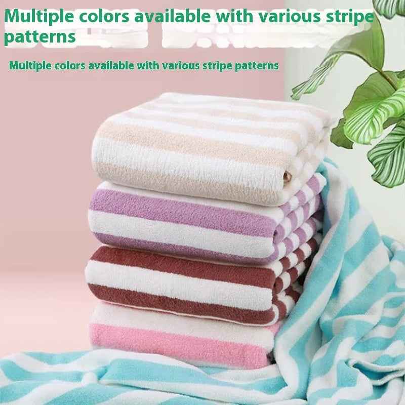 Warp Knitted Coral Velvet Wide Stripe Big Towel Wholesale Edging Bath Towel