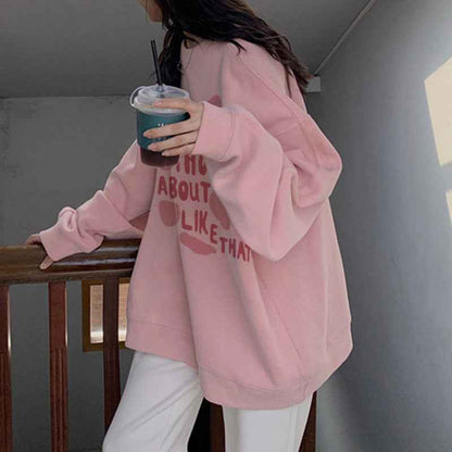 New American Style Loose Hoodie For Women Plus Size  Fleece-lined