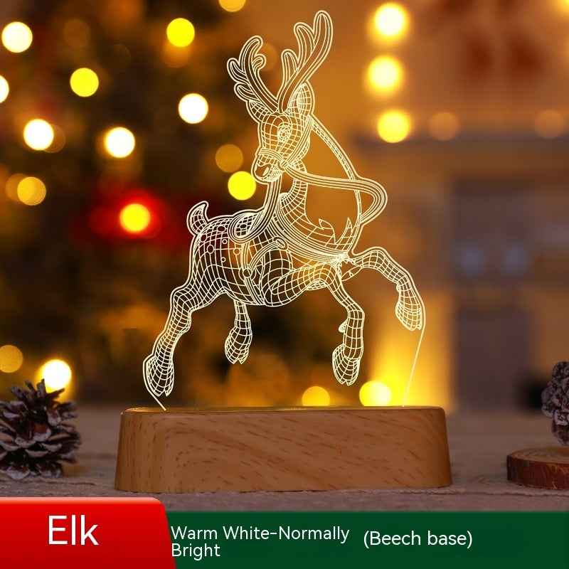Christmas 3D Acrylic LED Night Light - Decorative Lamp Holiday Gift for Kids & Home - DropOnline.co