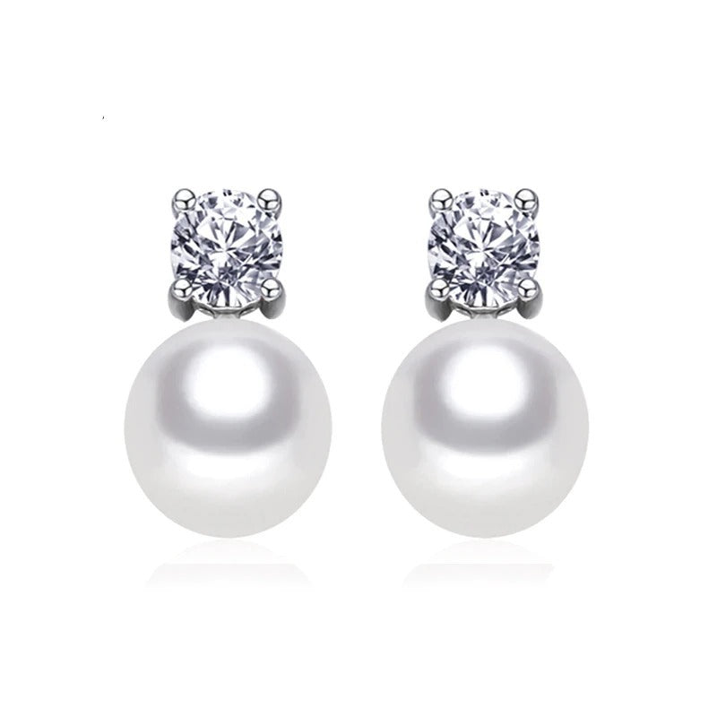 Round Pearl Stud Earrings - Classic Elegant Pearl Studs