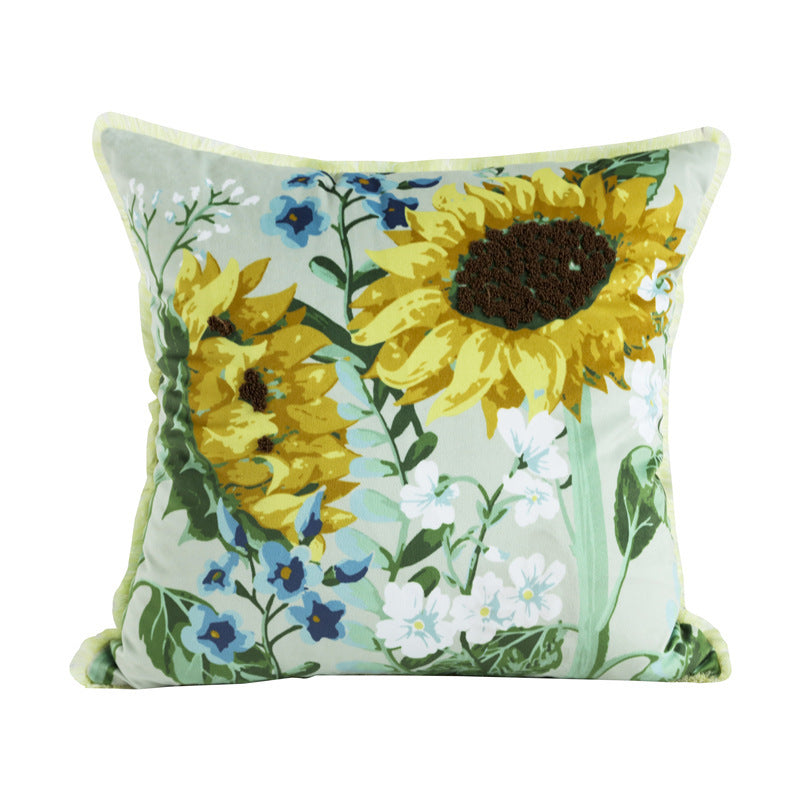 Velvet Embroidered Throw Pillow Printed Cushion Cover