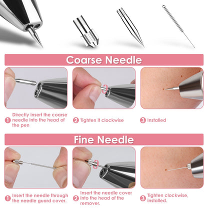 1Pc Skin Tag Remover Skin Tag Repair Kit Tattoo Freckle Wart Mole Remover Pen With 9 Intensity Levels 10 Fine Needles 3 Coarse Needles - DropOnline.co