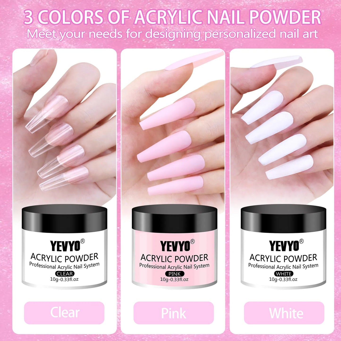 Acrylic Nail Kit, Nail Kit For Beginners With Everything, 24 Colors Glitter Acrylic Powder And Liquid Monomer Set, 200 Pcs Nail Tips, 3 Pcs Acrylic Nail Brush For Home DIY Extension Nail Salon