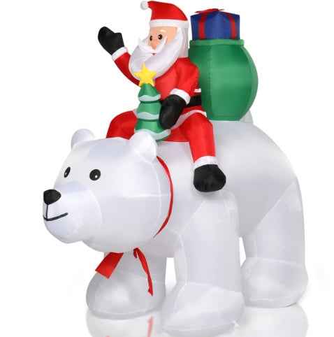 6ft Santa Claus Rides Polar Bear - 15W 7pcs LED Garden Decoration - DropOnline.co