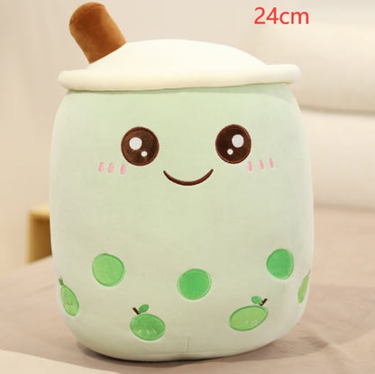 Boba Tea Plush Toy - Cute Strawberry Milk Tea Stuffed Animal Pillow Cushion for Kids - DropOnline.co