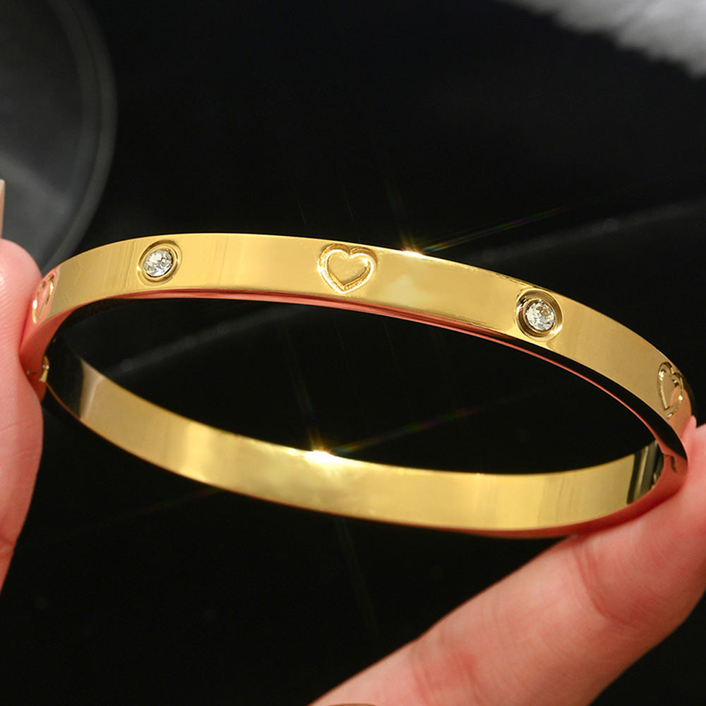 Stainless Steel Gold Bracelet - Love Nail Design