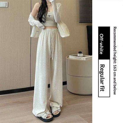 High-waisted Straight-leg Knit Wide-leg Pants For Women