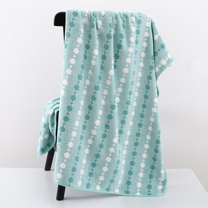 Wide Stripe Dark Stripe Coral Velvet Printing Towels Suit