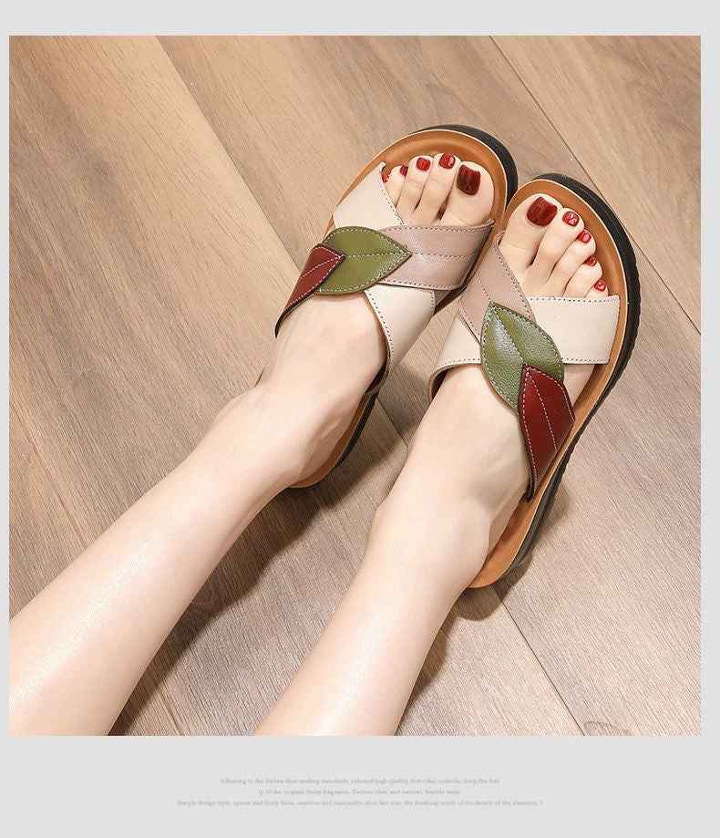 Slope Heel Soft Sole Versatile Shoes Fashionable Mom Sandals Flip Flops