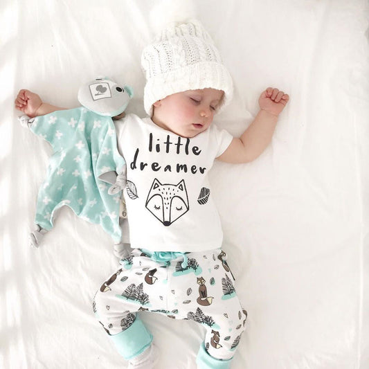 Newborn Baby Clothes Set - T-Shirt Tops & Pants Outfit for Boys & Girls