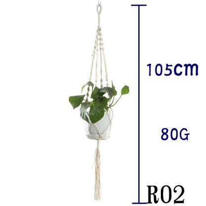 Flower Pot Net Bag Beige Cotton Rope Indoor Plant Hanger Hanging Basket Sling - DropOnline.co