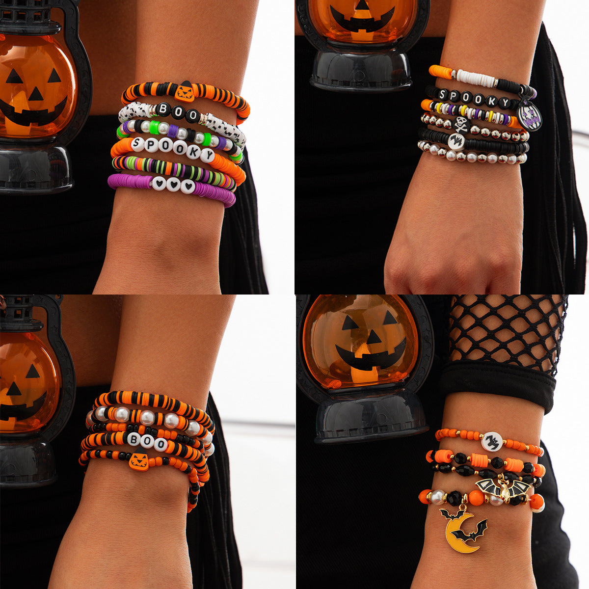Bat Crystal Bracelet Set - Simple Personality Halloween Jewelry