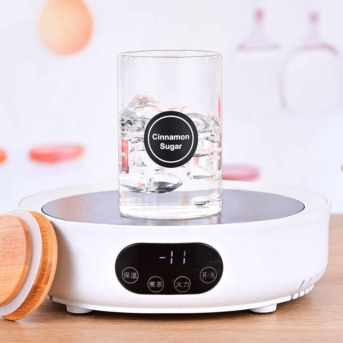 Round Glass Storage Jars - 12 Piece Set with Bamboo Lids & Stickers