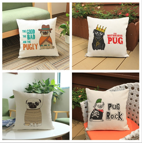 Printed cotton and linen cushion cover