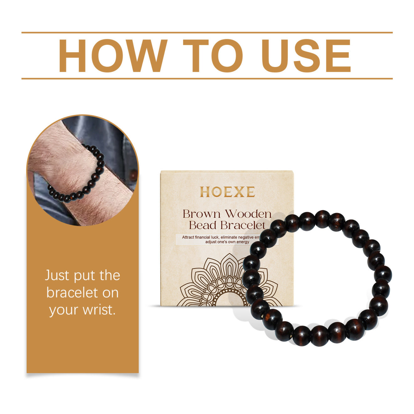 Wooden Bead Bracelet - Coffee Color Simple Fashion Design