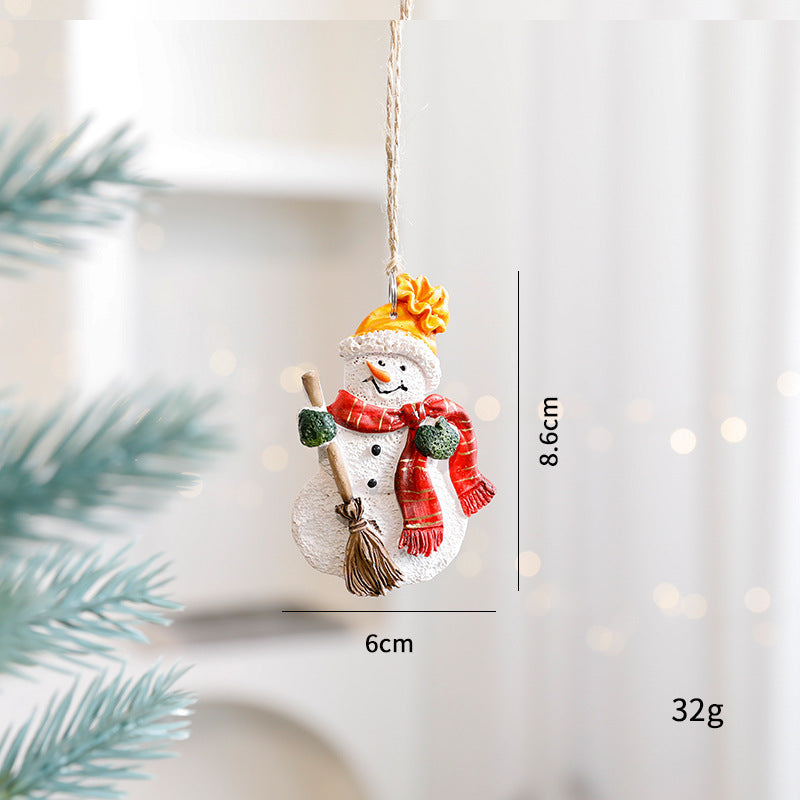 Christmas Resin Character Pendants - Santa Snowman Gingerbread Man Ornaments