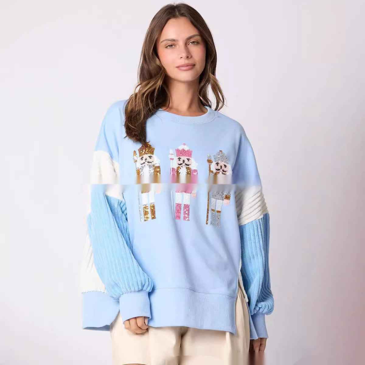 Women's Christmas Soldier Sequins Versatile Multicolor Hoodie