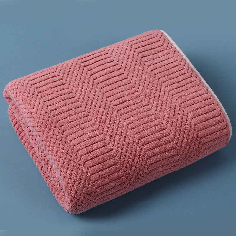 Water-absorbing Quick-drying Striped Coral Fleece Bath Towel