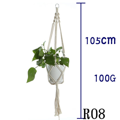 Flower Pot Net Bag Beige Cotton Rope Indoor Plant Hanger Hanging Basket Sling - DropOnline.co