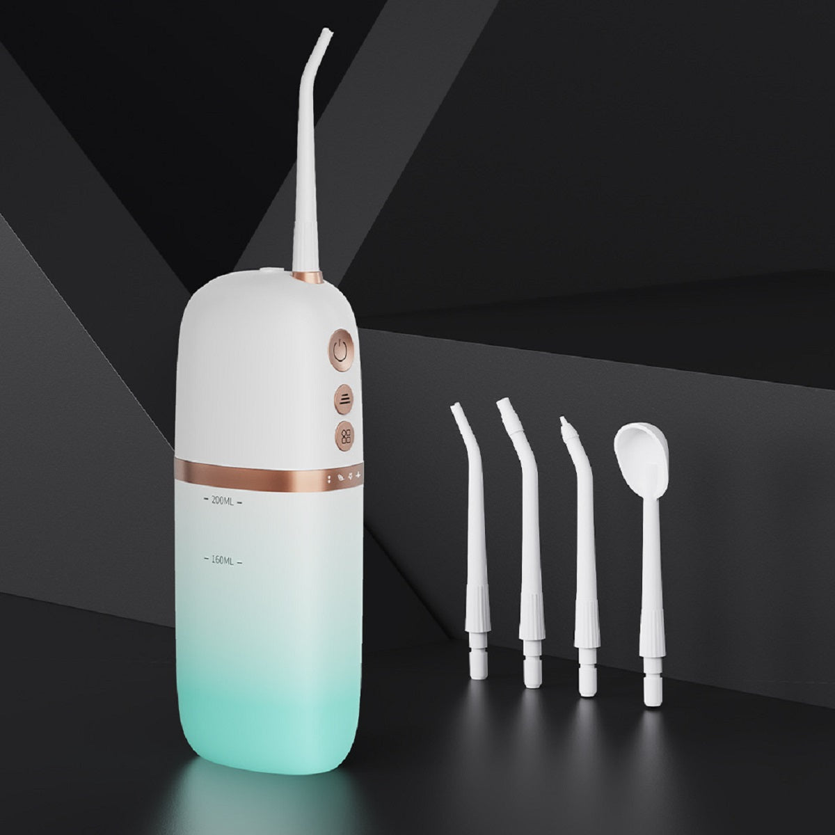 Portable Water Flosser IPX7 Waterproof | USB Rechargeable Electric Dental Irrigator with 4 Nozzles