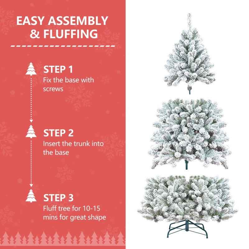 PVC Mixed Flocked Christmas Tree with Pine Cones - 4ft-7ft Sizes