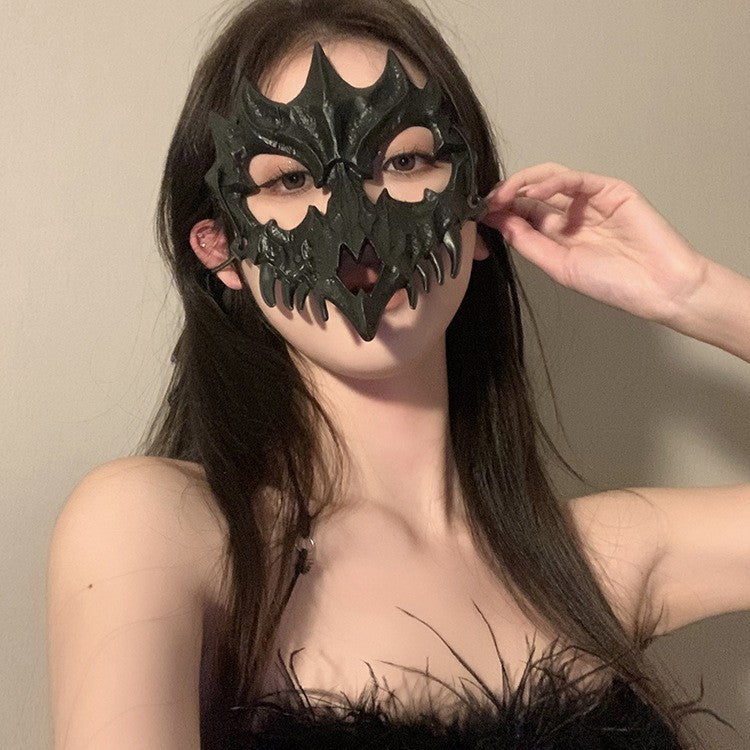 Halloween Half Face Mask - Werewolf White Design