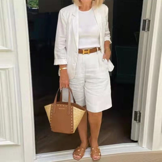 Women's Cardigan Jacket Shorts Two Piece Set