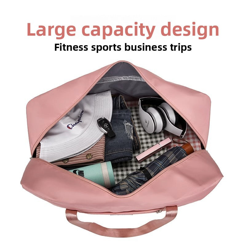 The large-capacity travel bag is portable