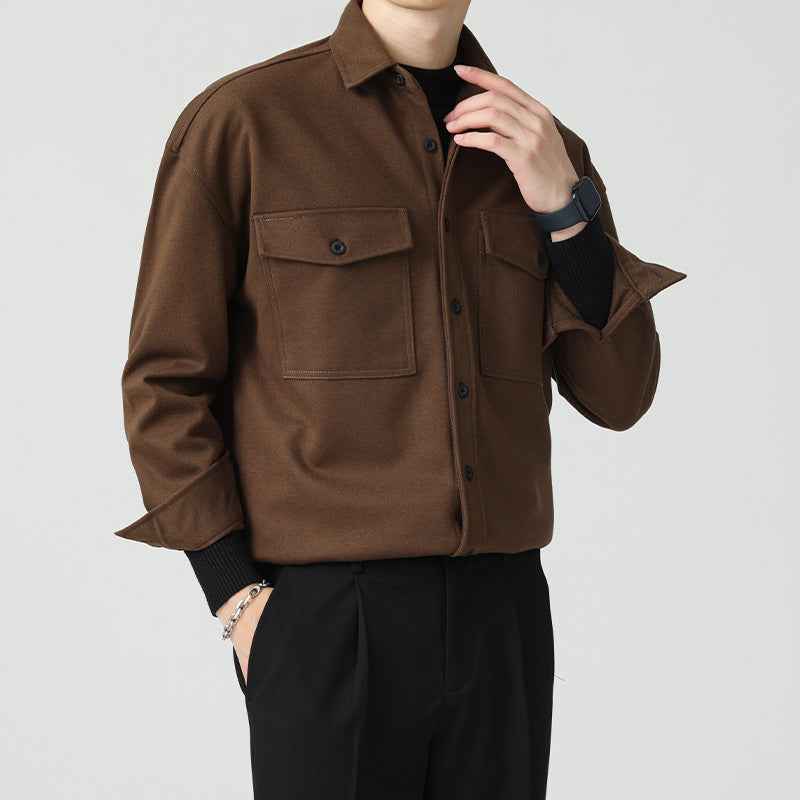 New Thickened Men's Workwear Long-sleeved Loose Wool Casual Jacket
