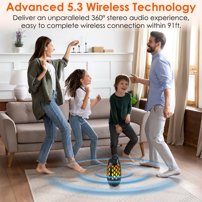 1Pc 4 In 1 Wireless 5.3 Outdoor Speaker IPX5 Waterproof Patio Speaker LED Flame Speaker With 3 Flame Light Modes Hook Stake Wall Mount Holder Sync Up To 1,00 Speakers - DropOnline.co