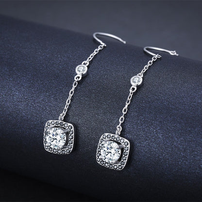 Light Luxury Long Copper Plated Zircon Earrings - DropOnline.co