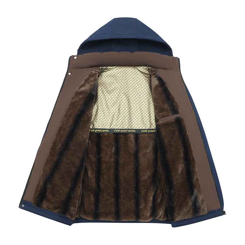 Men's Cotton-padded Clothes Fleece-lined Thickened Outdoor Windproof Waterproof