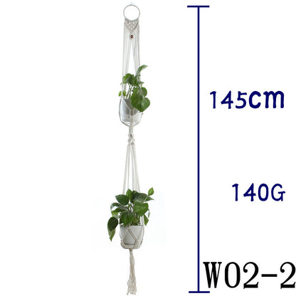 Flower Pot Net Bag Beige Cotton Rope Indoor Plant Hanger Hanging Basket Sling - DropOnline.co