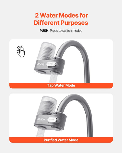 Faucet Mount Water Filter Sink Water Purifier For Kitchen Vertical Gray - DropOnline.co