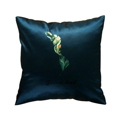 Modern rainforest bird green leaf print cushion cover