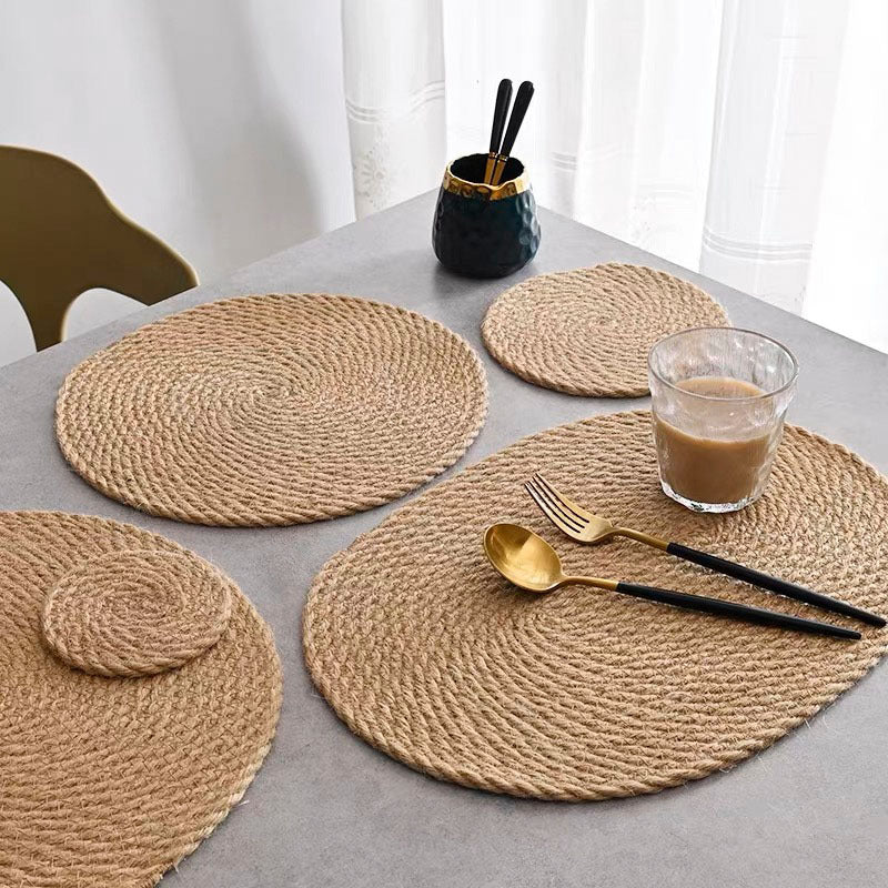 Natural Hemp Rope Placemats - Japanese Craft Style Table Mats