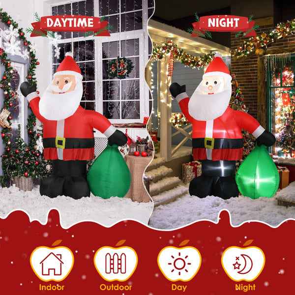 6ft Gift Santa Claus - 4 LED Lights Christmas Inflatable Decoration - DropOnline.co