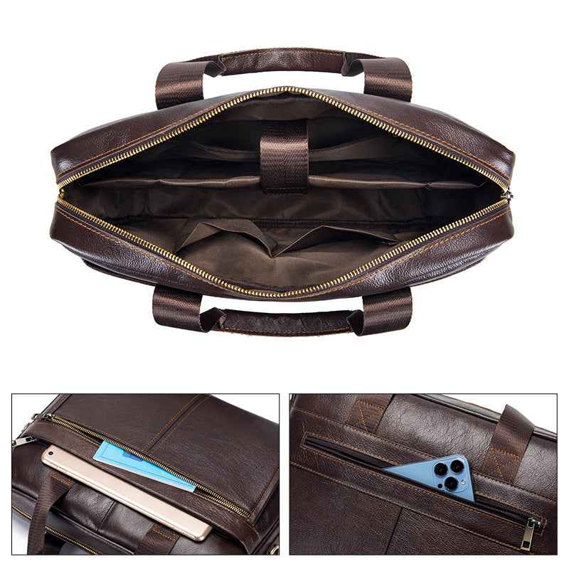 Men's First Layer Cowhide Portable Briefcase