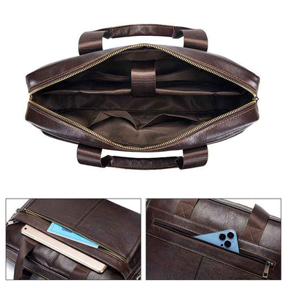 Men's First Layer Cowhide Portable Briefcase