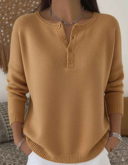 Woolen Button V-Neck Women's Sweater