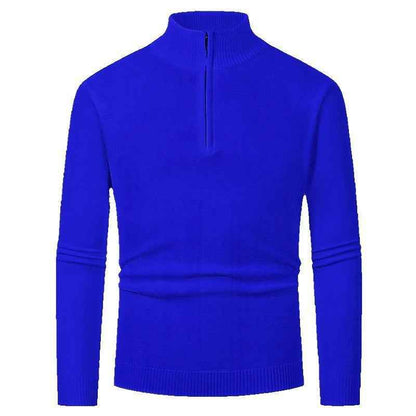 Men's Fashion Half Zipper Polo Sweater Casual Long Sleeve