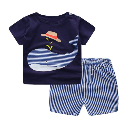 Cartoon Baby Clothing Set - Summer T-Shirt & Shorts Outfit for Boys & Girls