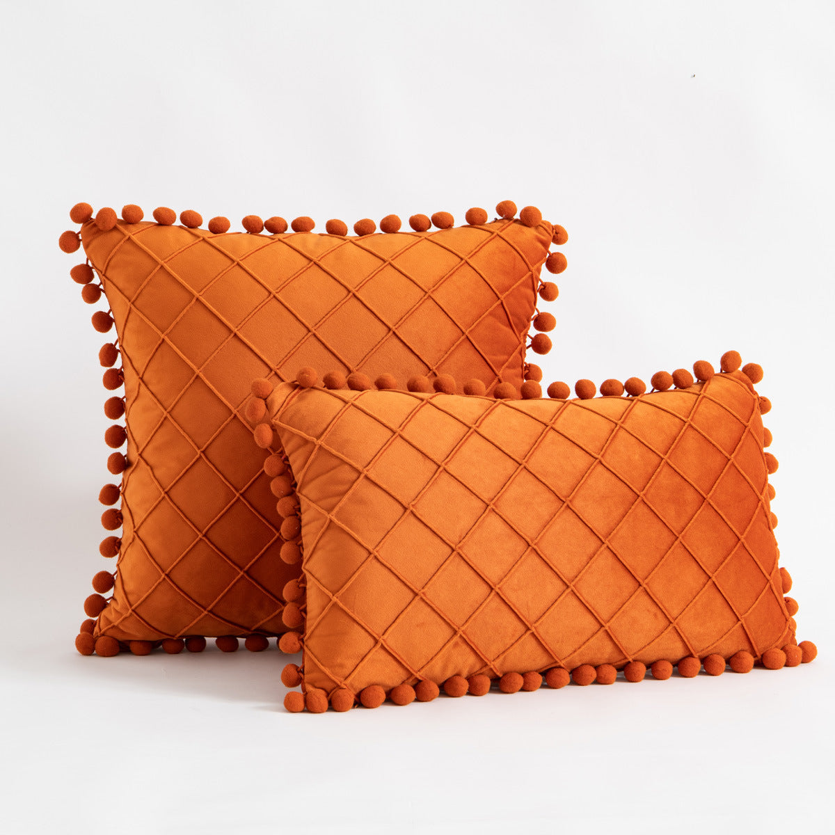 Velvet Fur Ball Decorative Pillow - Luxurious Textured Accent Cushion
