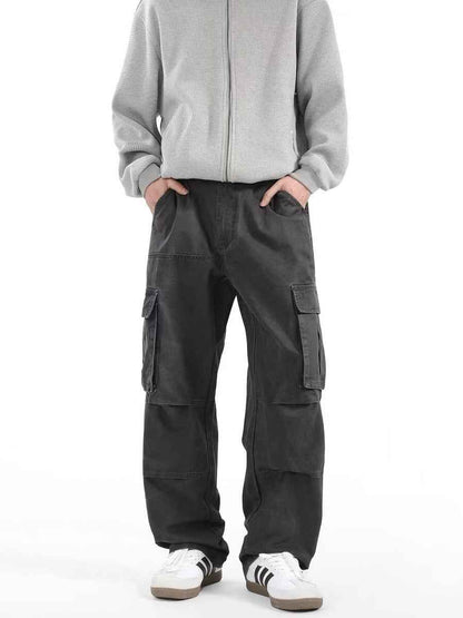 American Retro High Street Multi-pocket Cargo Pants Men